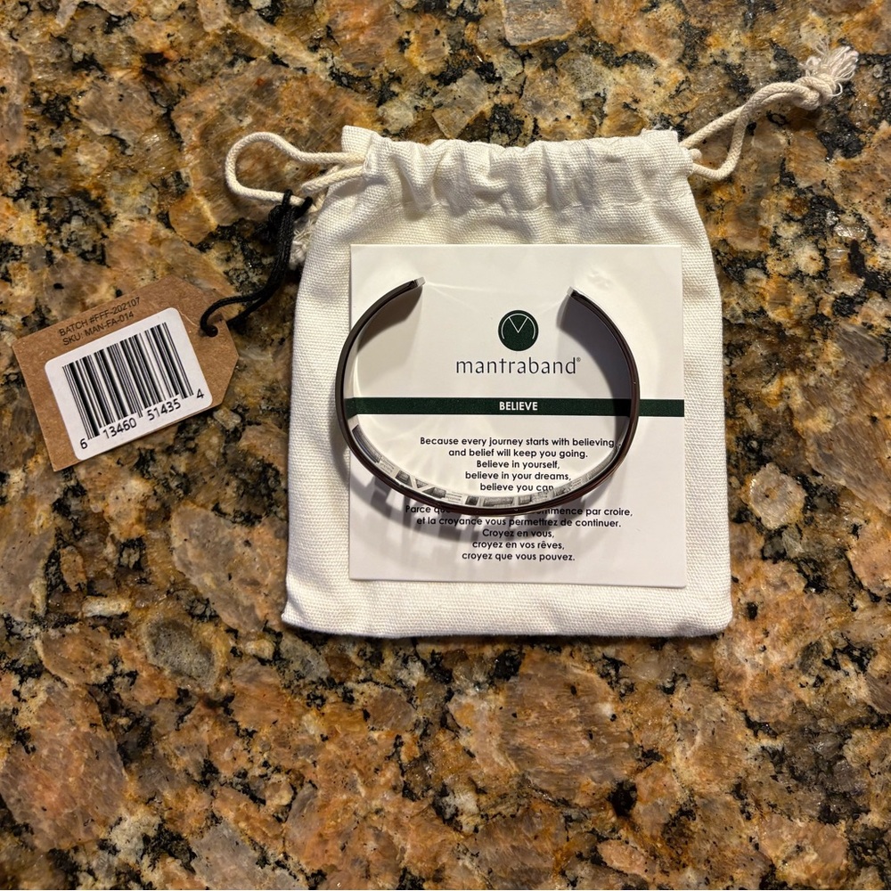 NWT Mantraband “BELIEVE” Statement Cuff Bracelet - Hypoallergenic & Adjustable - Picture 5 of 11